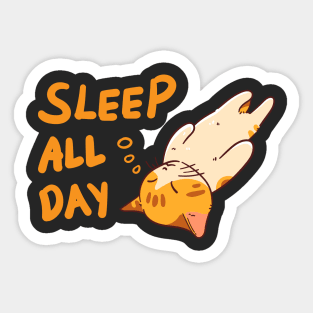 Illustration of a little orange cat sleeping Sticker